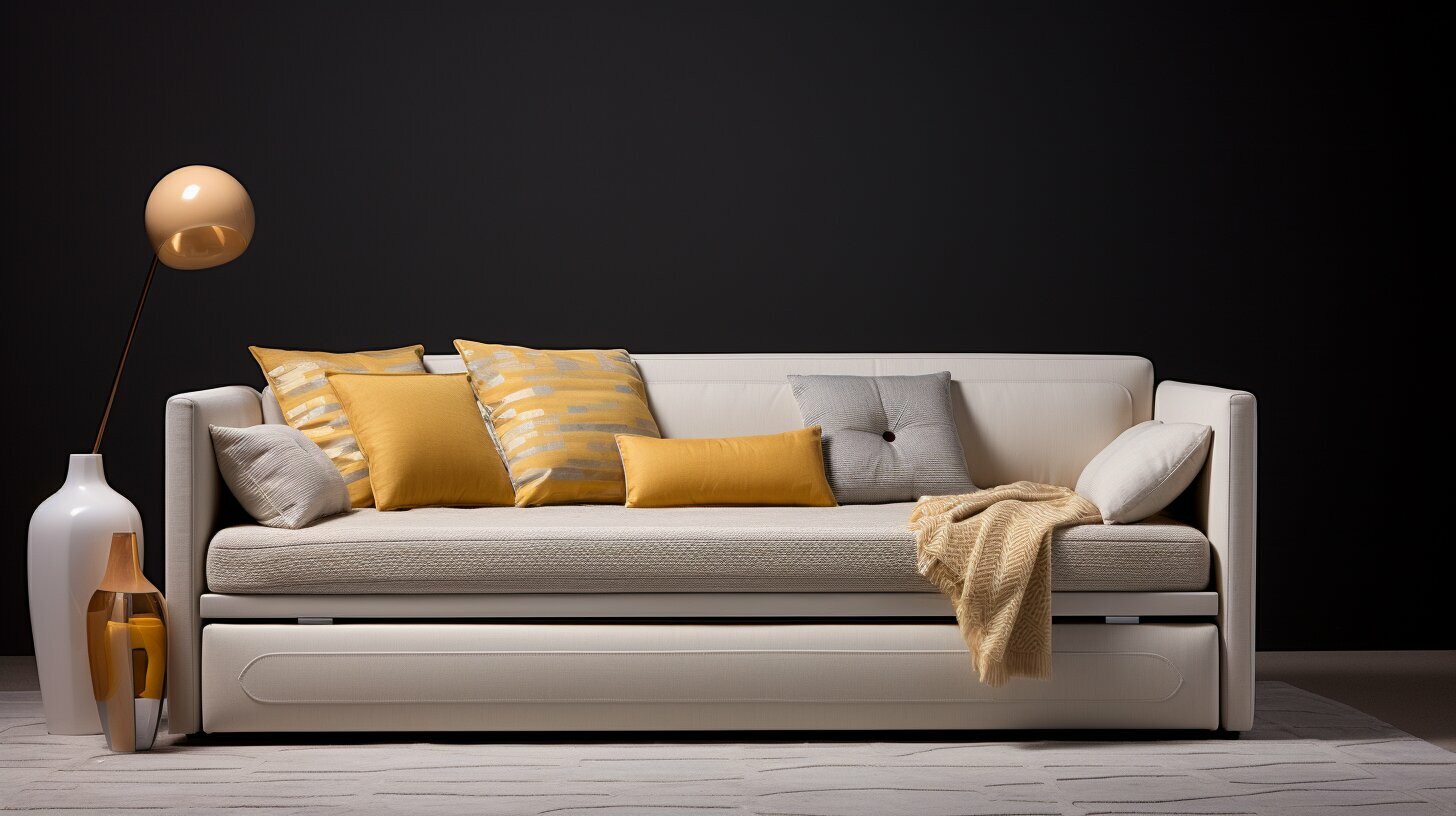 Classic lounge seating with tufted details and warm wood accents in a bedroom