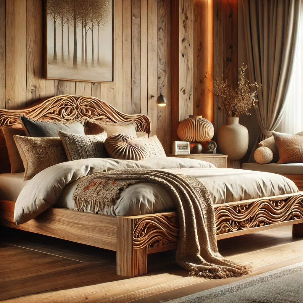 Natural wood grain in wooden bed designs
