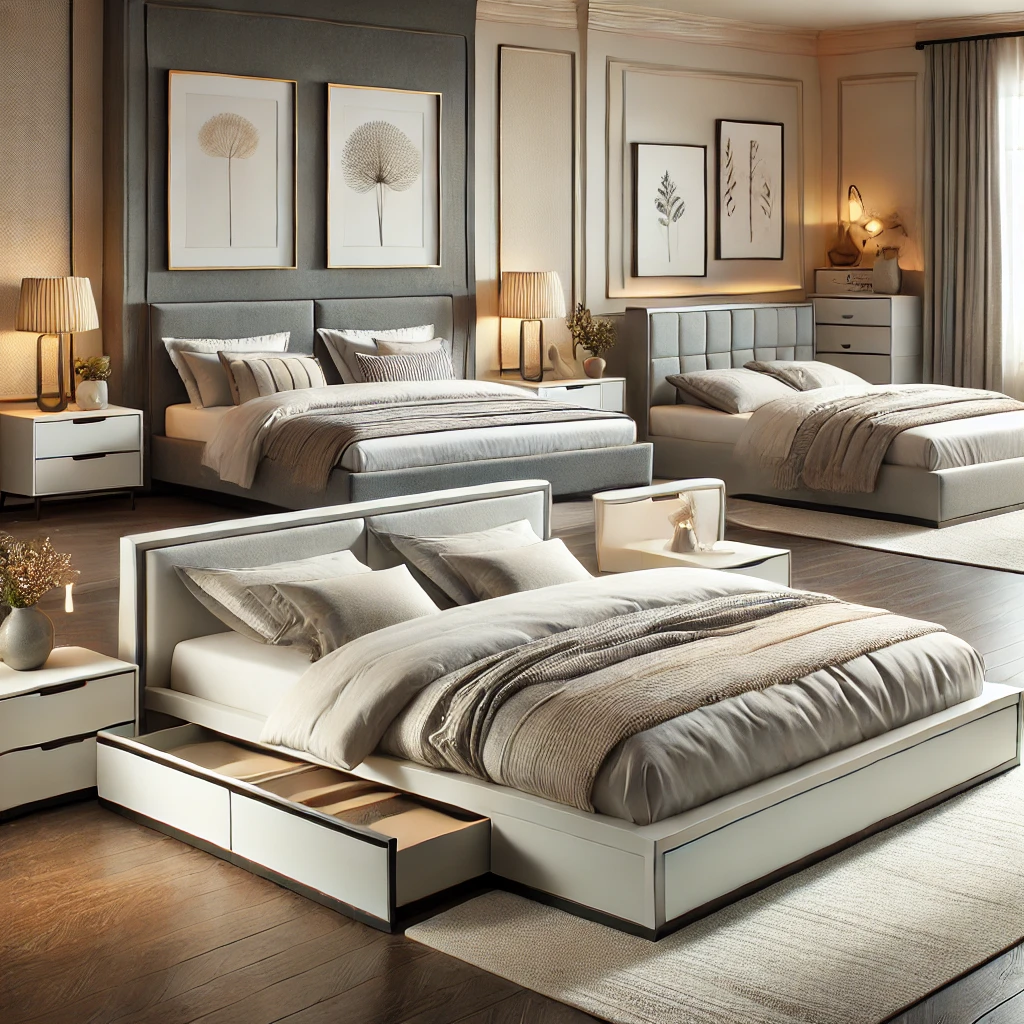 modern bedroom setup featuring multiple modern bed types