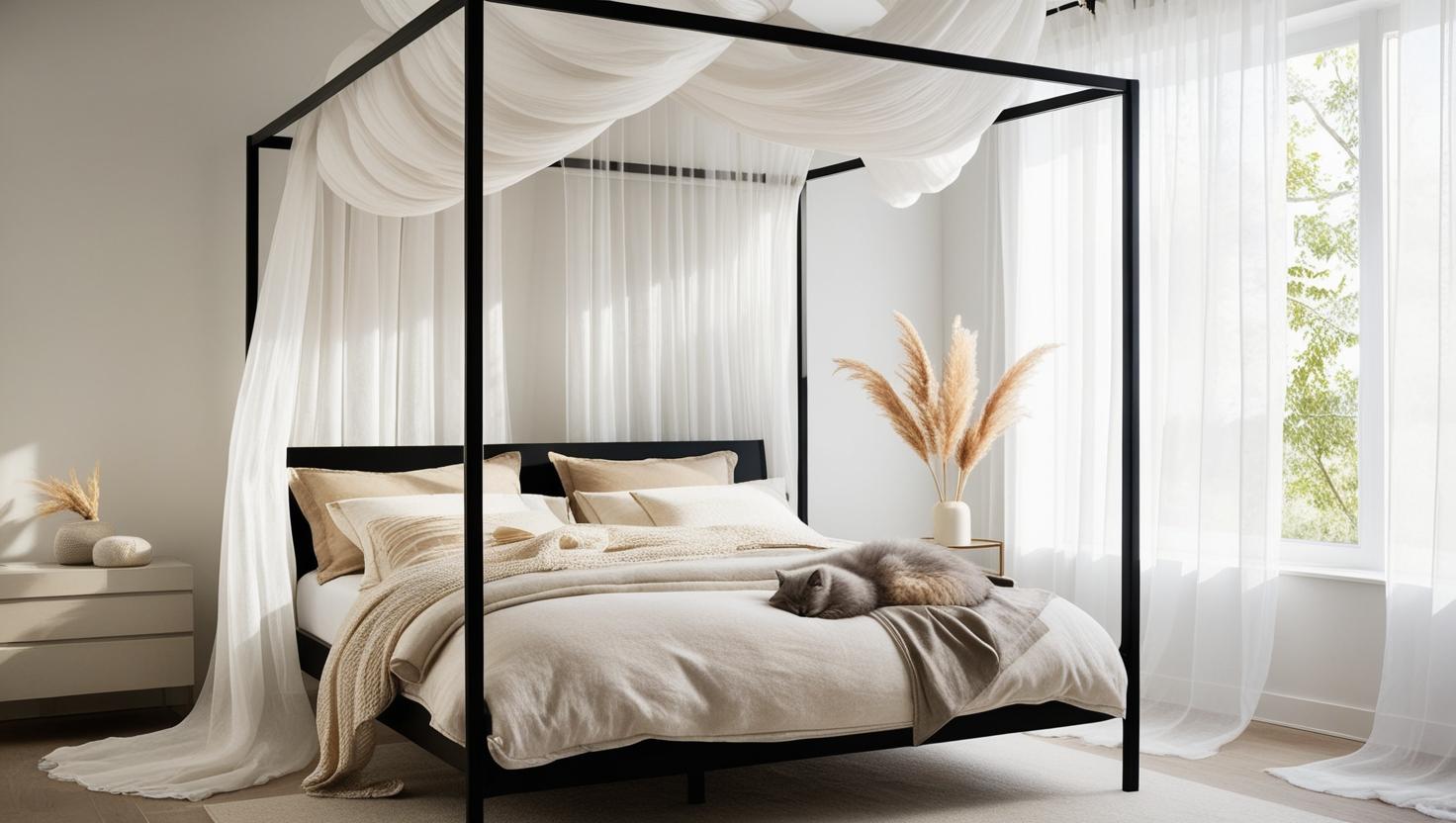 Modern canopy bed with airy frame — modern bed types stylish options