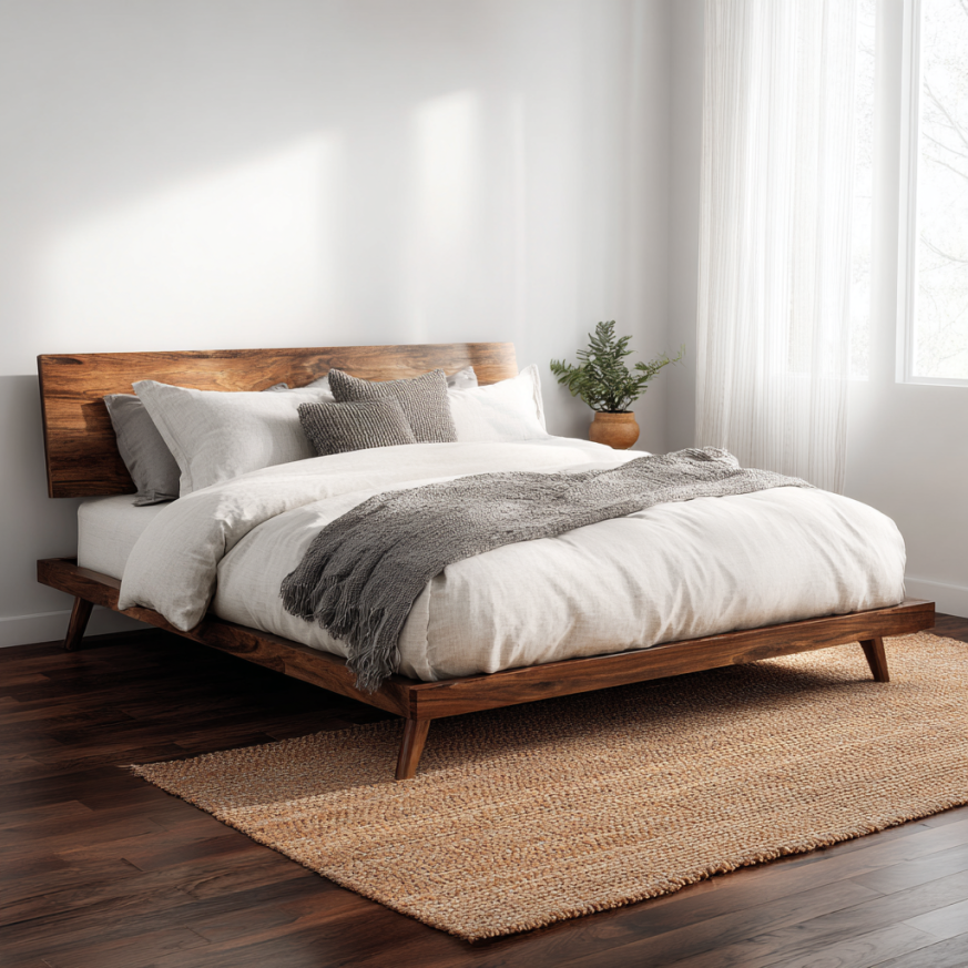 This storage design shows drawers under a queen mattress bed frame, illustrating how a queen mattress bed frame can add organization without taking more floor space.