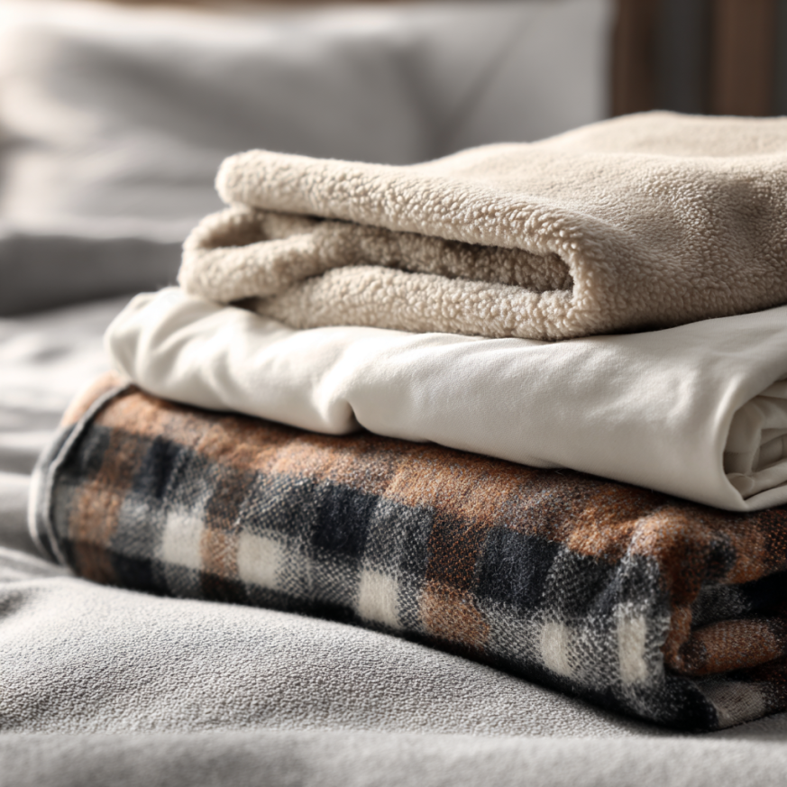 Layered cozy bedding setup showing fitted sheet, quilt, and duvet for adjustable comfort