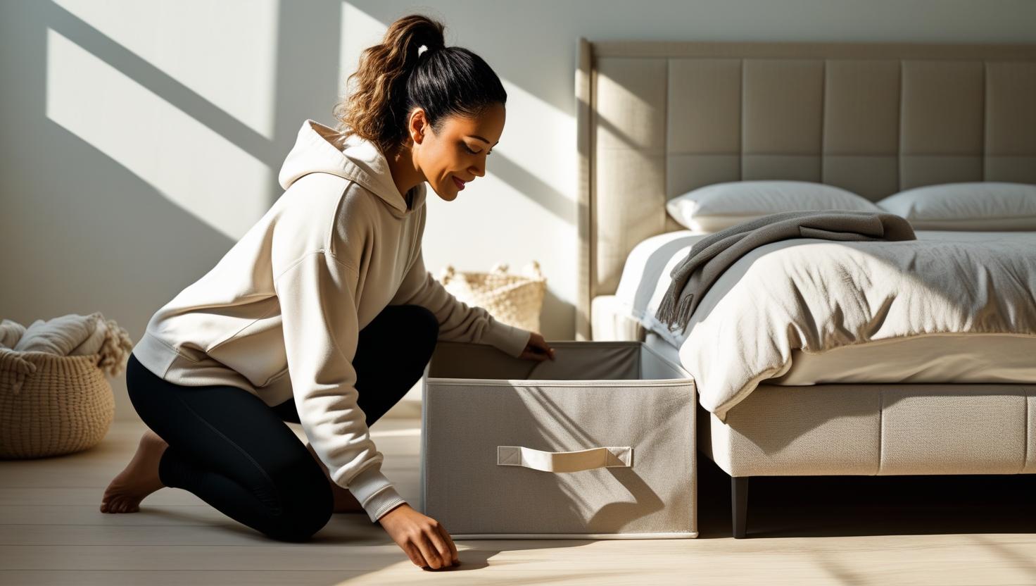 organized under-bed storage containers with storage bags