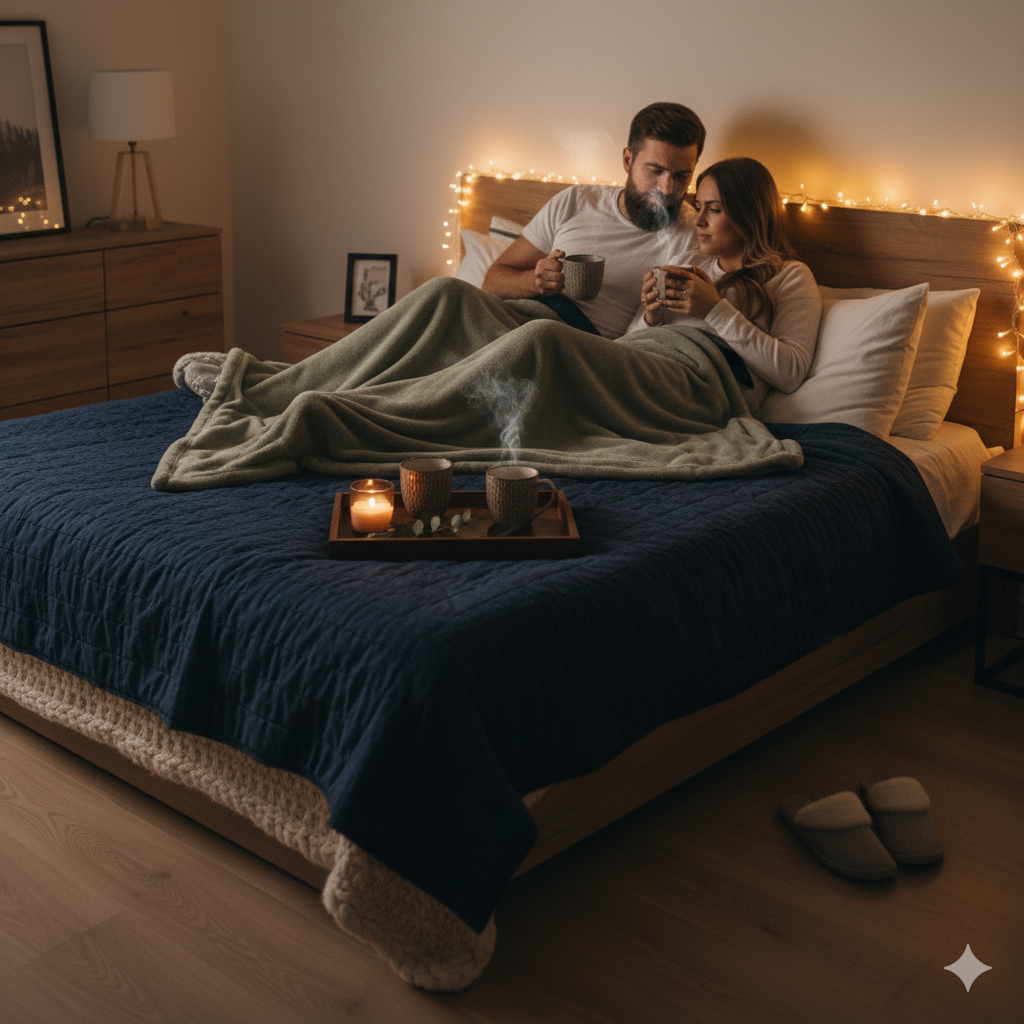 This illustration shows a medieval blessing where onlookers guide the newlyweds to their bed, clearly depicting wedding bedding ceremonies.