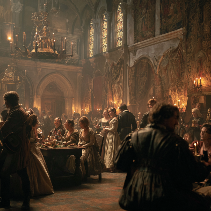 Transition from wedding celebration to bedding ceremonies in Renaissance Europe