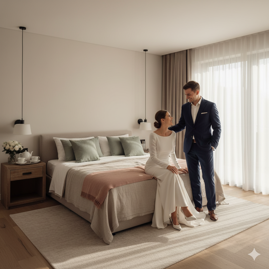 "Modern wedding reflecting the disappearance of bedding ceremonies and rise of private traditions"