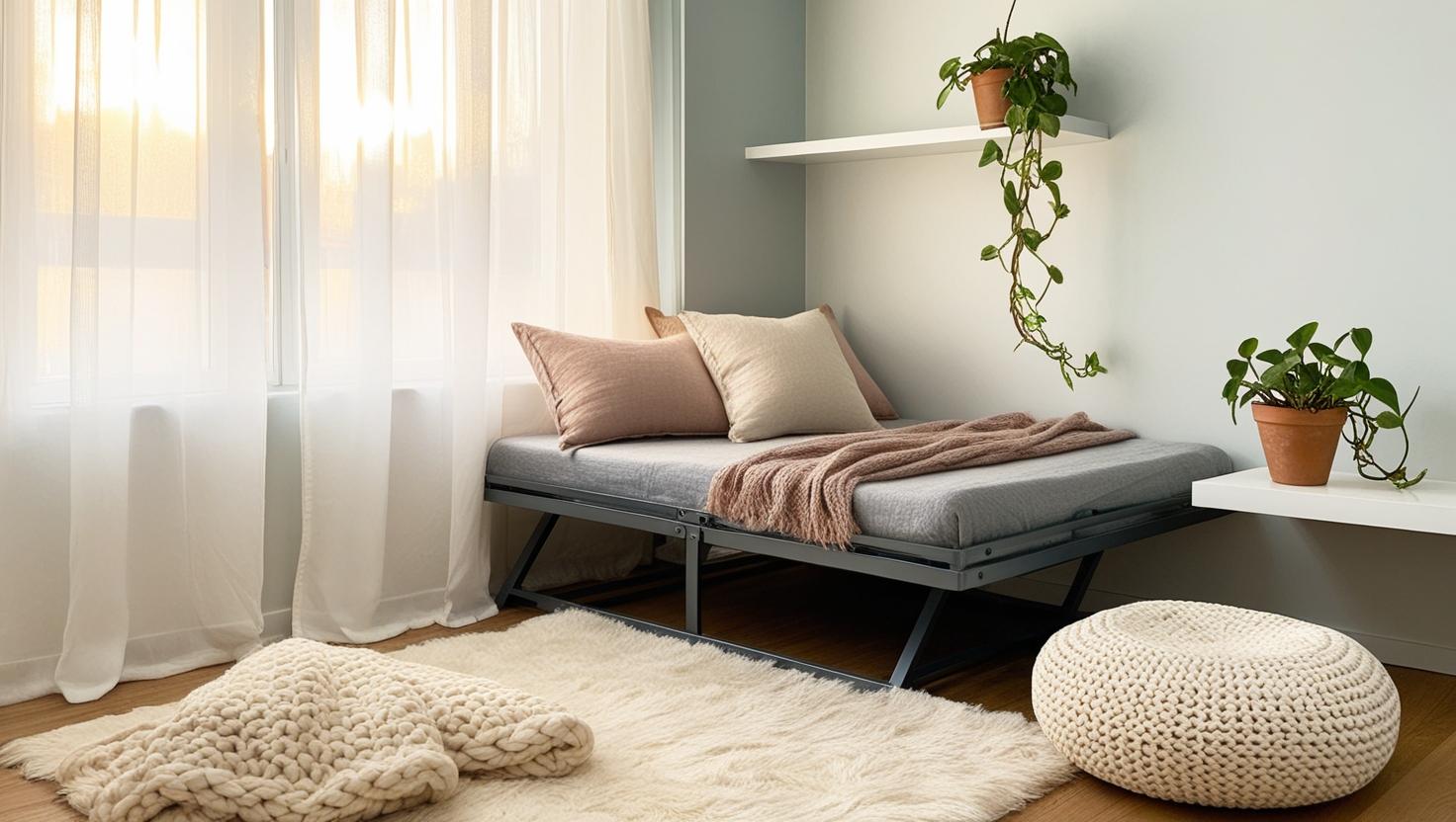 Best folding bed frames displayed in a compact guest room