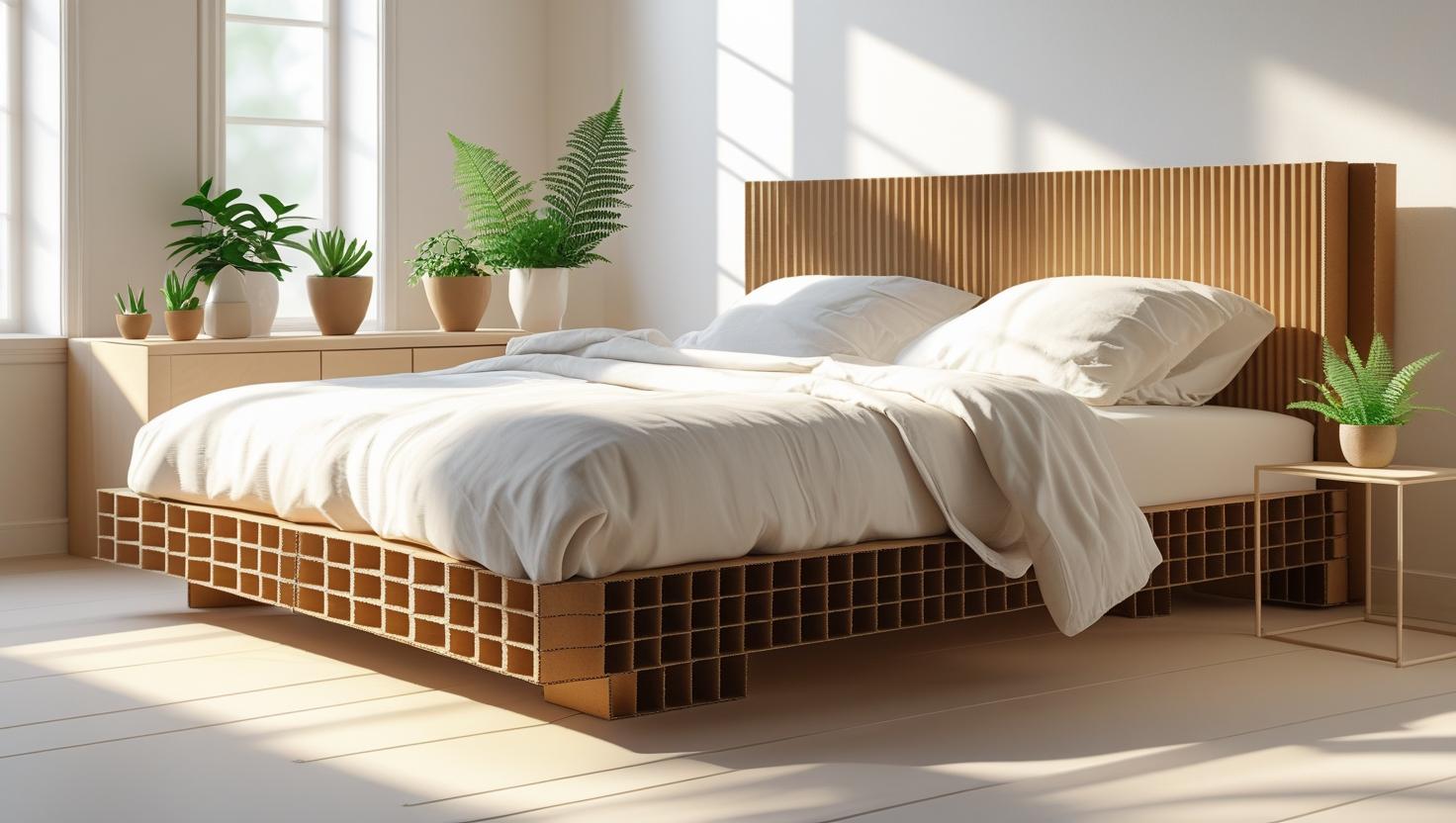 Reinforced cardboard bed frame eco-friendly design with moisture protection