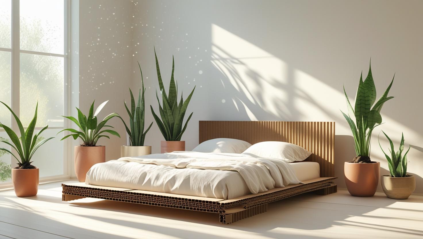 DIY cardboard bed frame eco-friendly project with layered structure