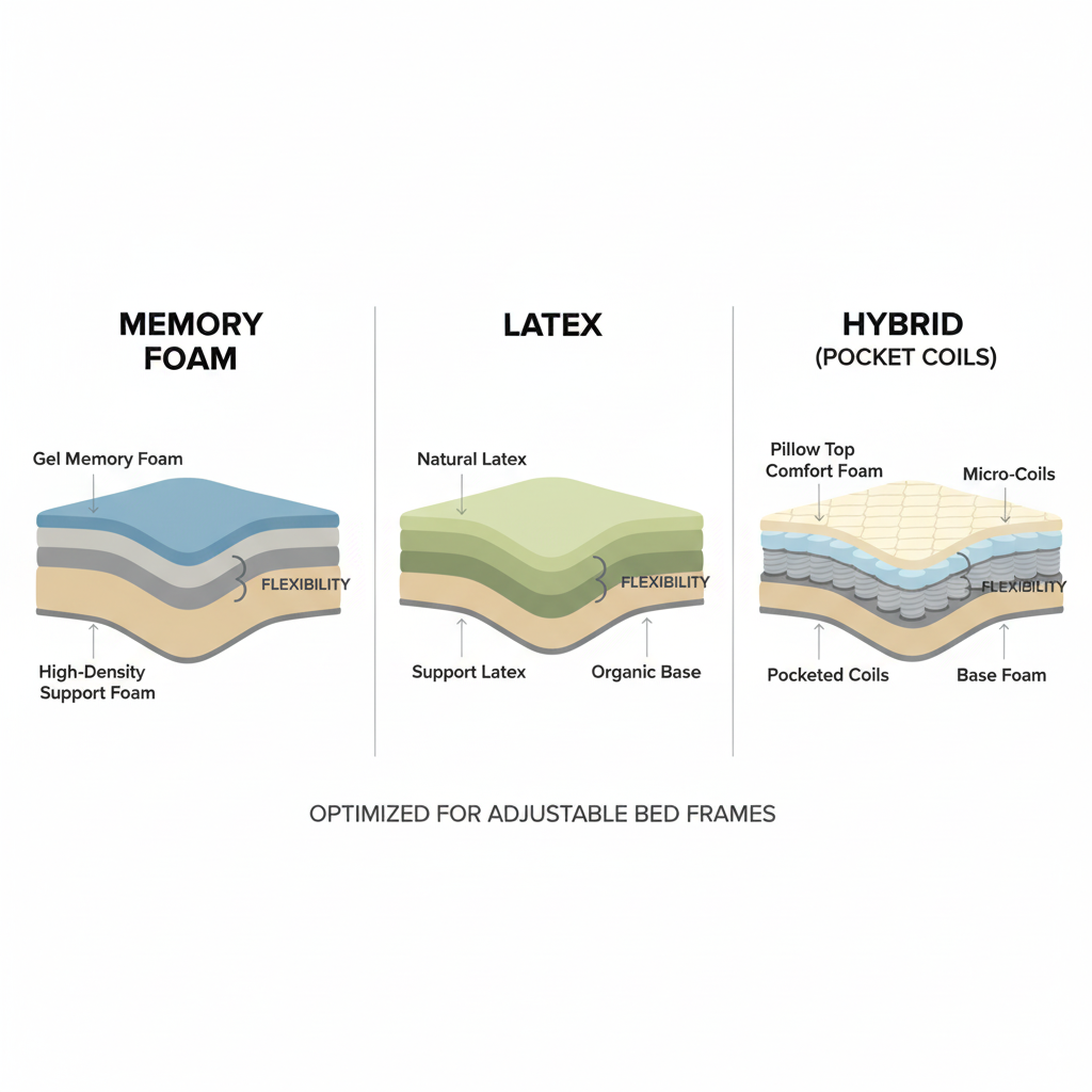 Traditional innerspring showing poor adjustable bed mattress compatibility due to stiffness.