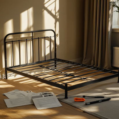 Applying lubricant to joints on a metal bed frame