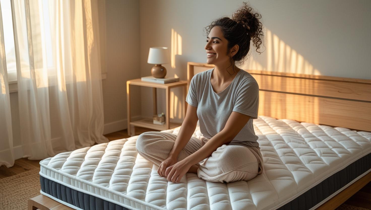 bedroom with full-size cheap mattress layout