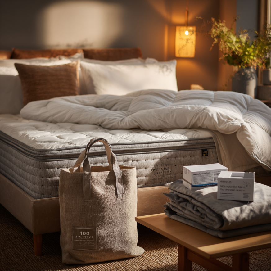 home trial setup with sleep accessories