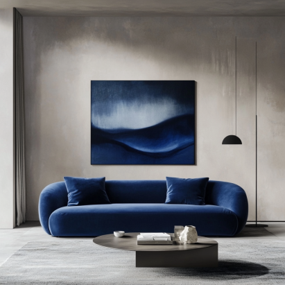 Best Velvet Sofas for Small Living Rooms - Skinny Fat Sofa in deep blue velvet.