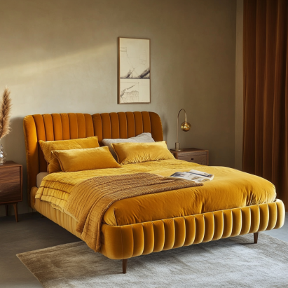 Elegant velvet bed frame - channel tufted bed