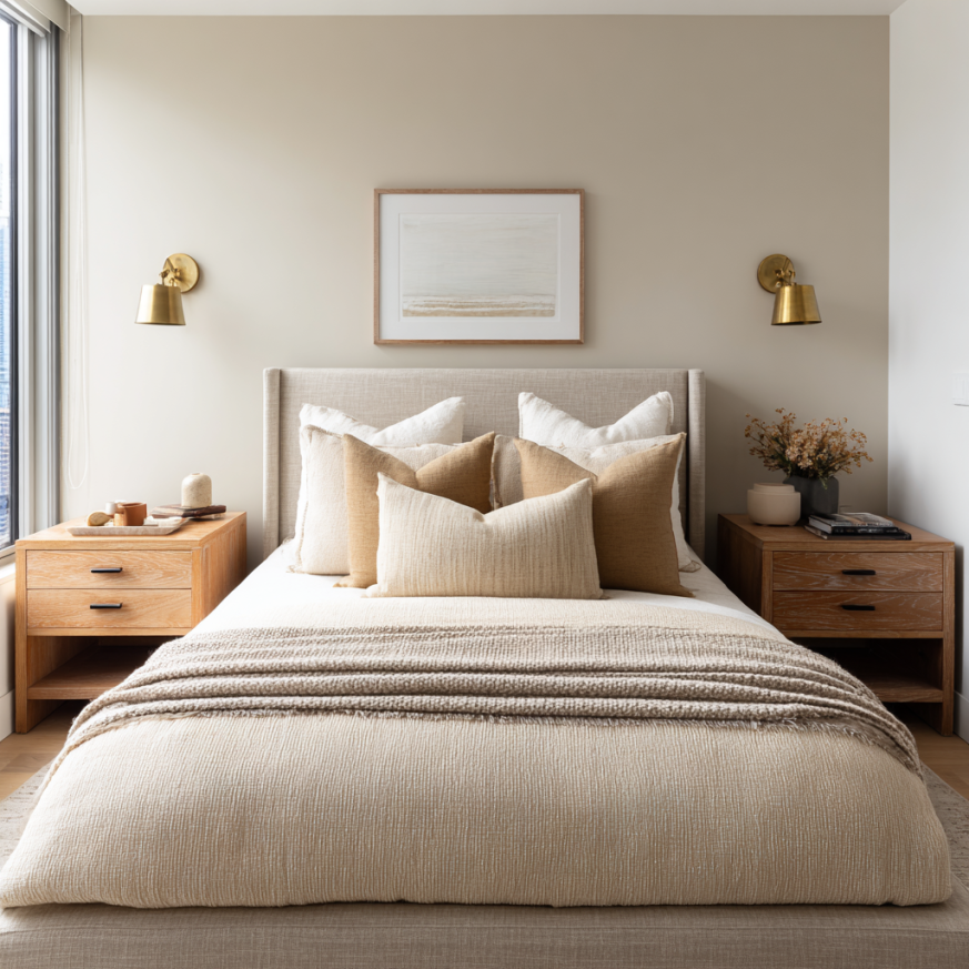 mirrors and cohesive color palette — small bed space tips