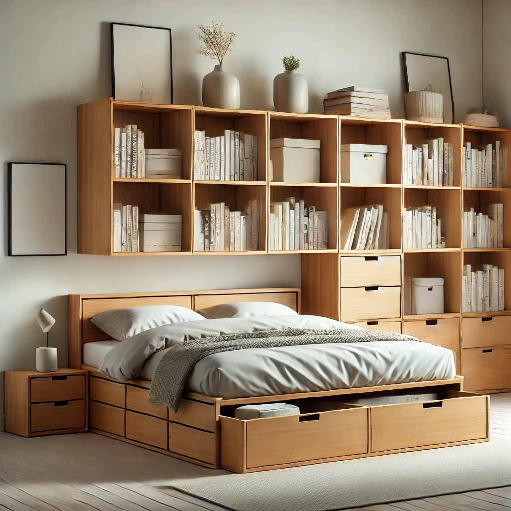Stylish bookcase storage beds