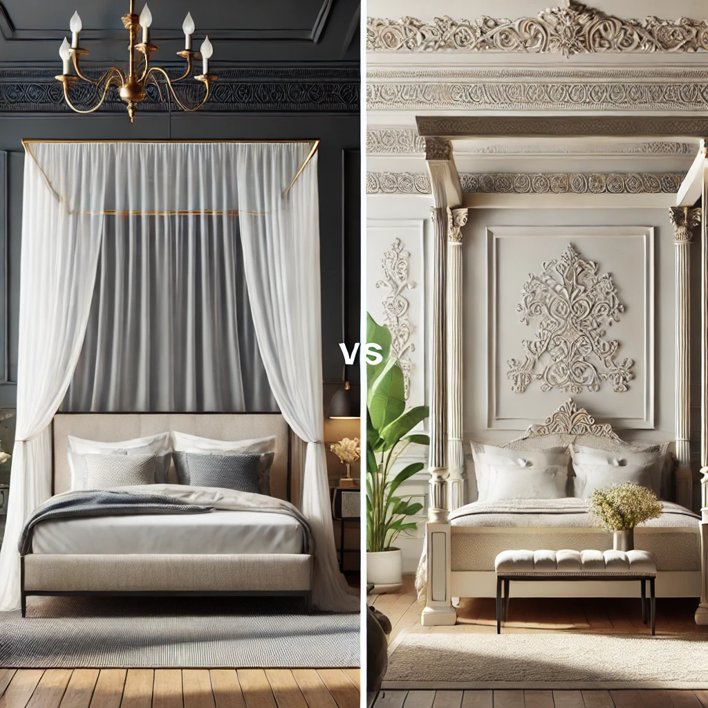king canopy bed and four poster bed comparison