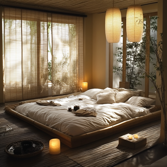 harmonious Feng Shui bedroom designed for relaxation and balance.