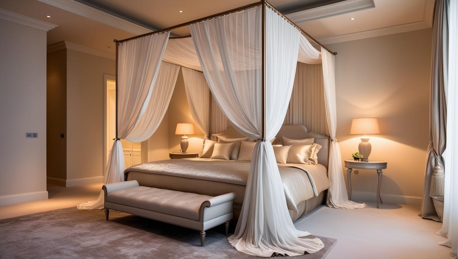 Classic wooden four-poster bed in traditional style – a timeless centerpiece