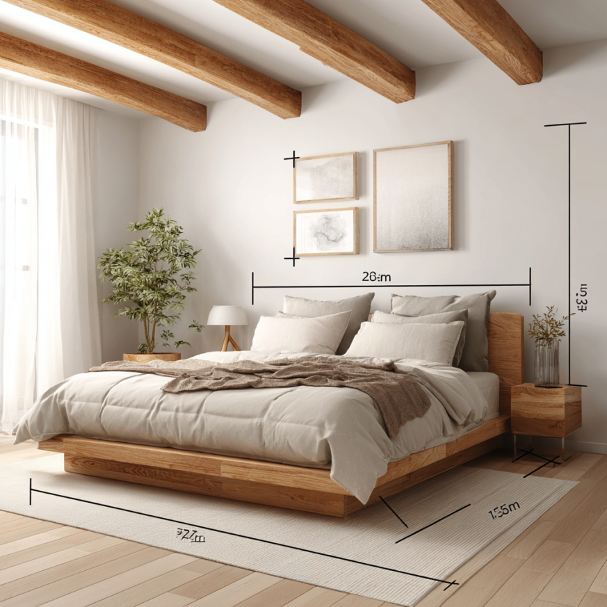 Detailed illustration of king size bed measurements compared to other sizes