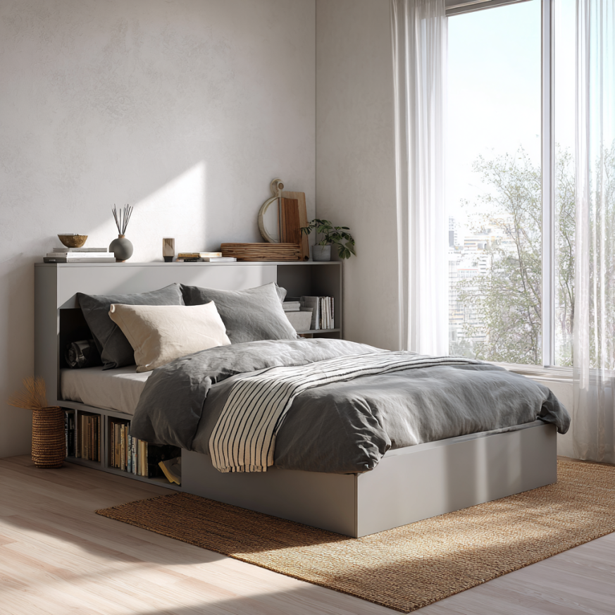 Introduction to bookcase storage beds with headboard shelves for small bedrooms
