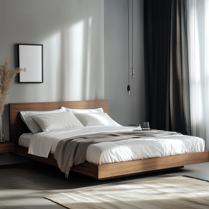 Platform Full Size Bed Frame in modern bedroom"