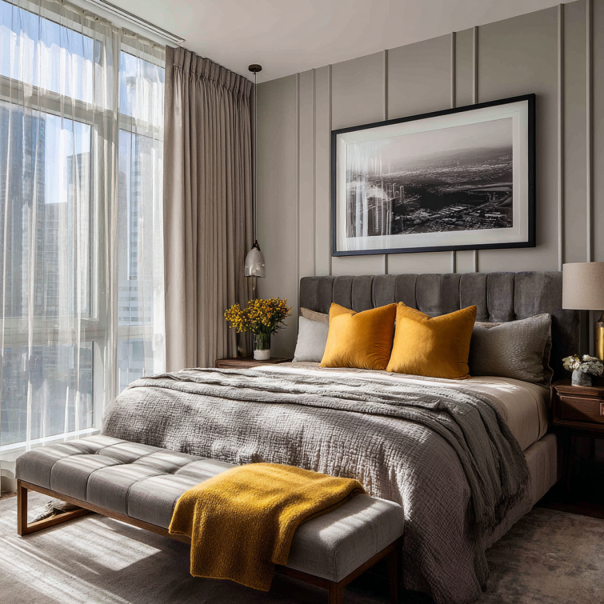 vertical interest — small bed space tips for a taller-looking room