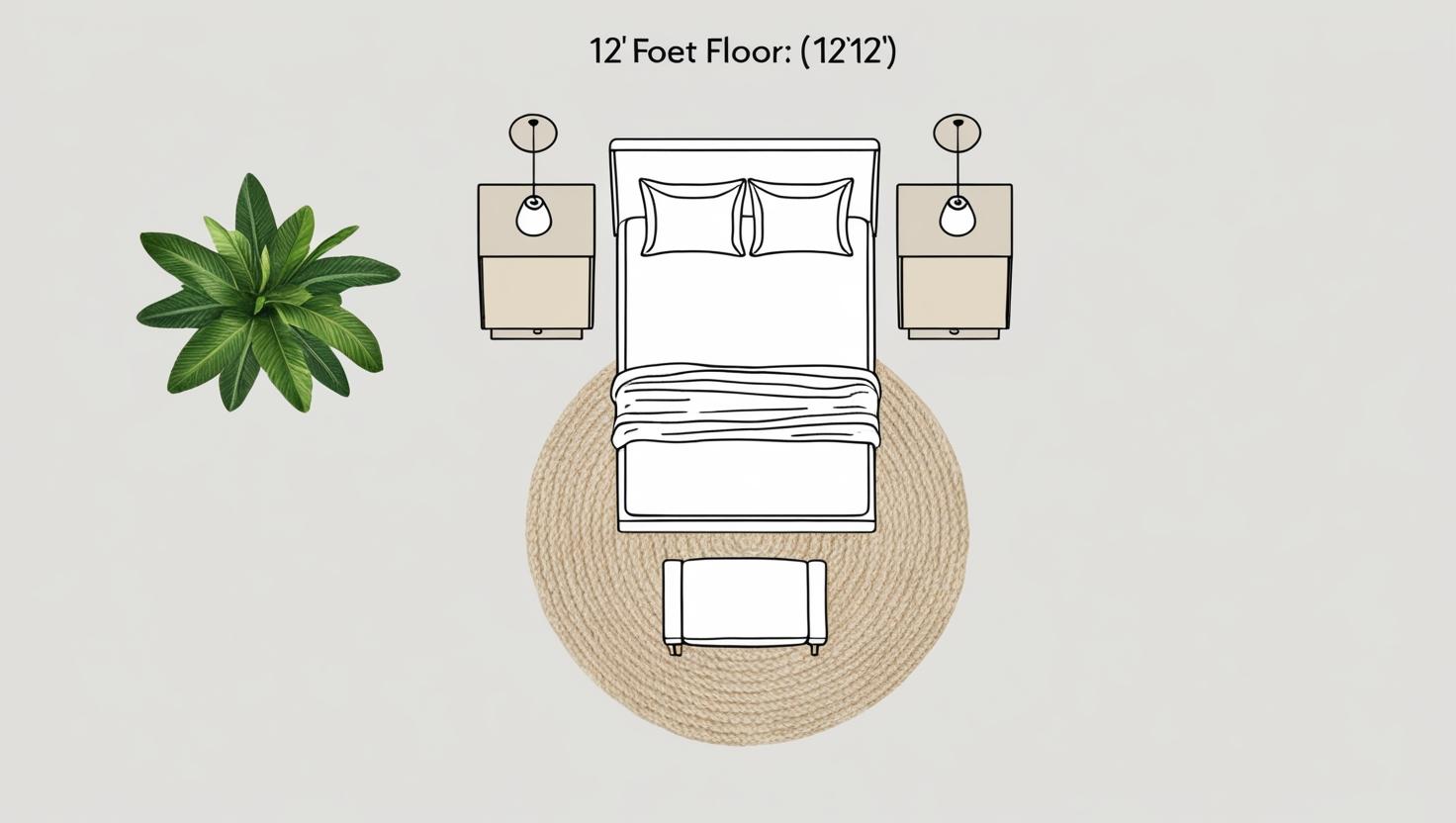 Visual reference of bed frame dimensions in modern bedroom