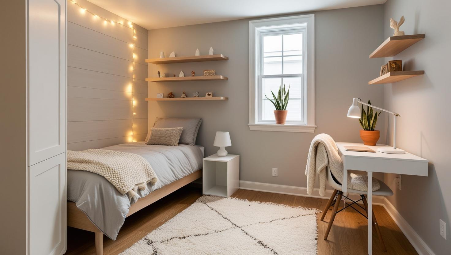 bright bedroom layout with a cozy setup showing full vs twin XL bed width