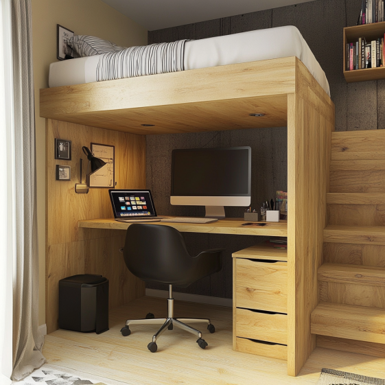 space-saving bed frames in shared kids bedroom solution