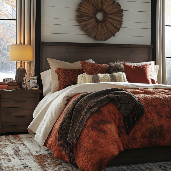 Ashley Furniture bedding sets with neutral colors and modern bedroom accessories.
