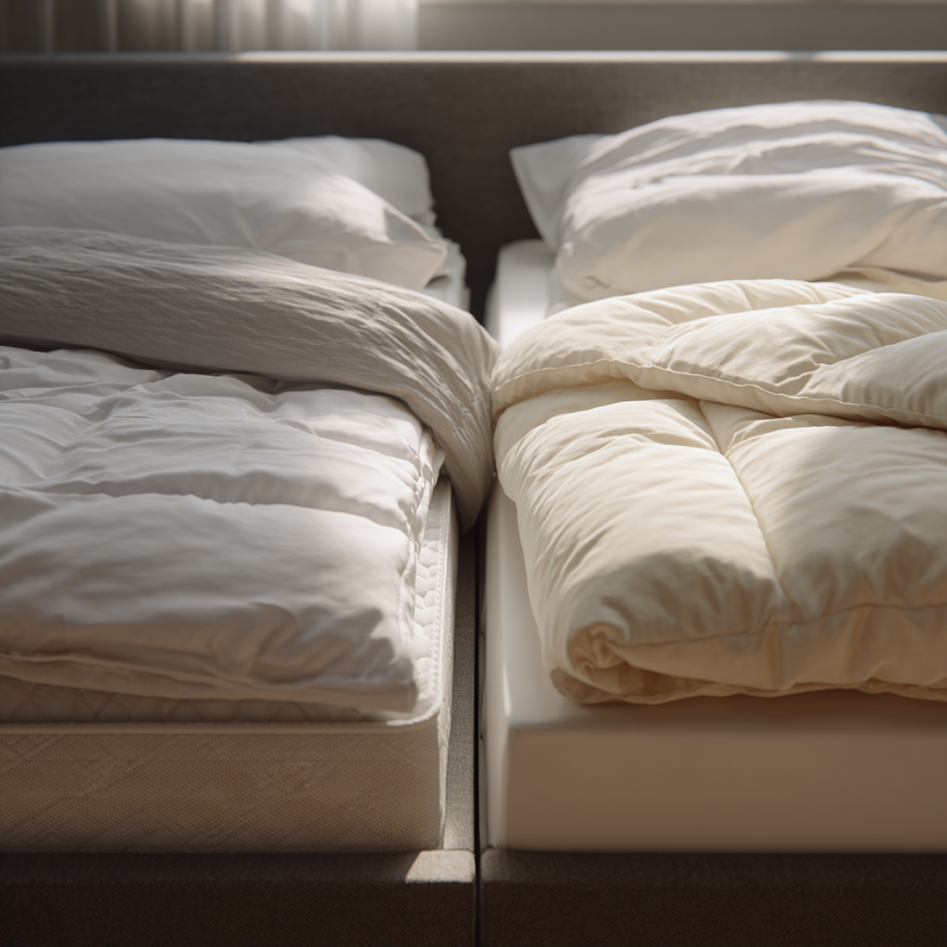 Modern bedroom setup with the Doppelbett Method and separate duvets