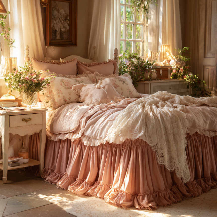 different styles of dust ruffles on beds