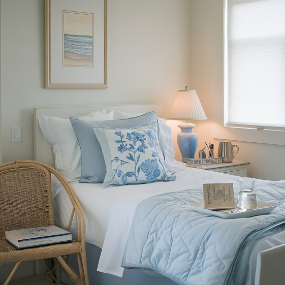 Full bed frame in modern bedroom