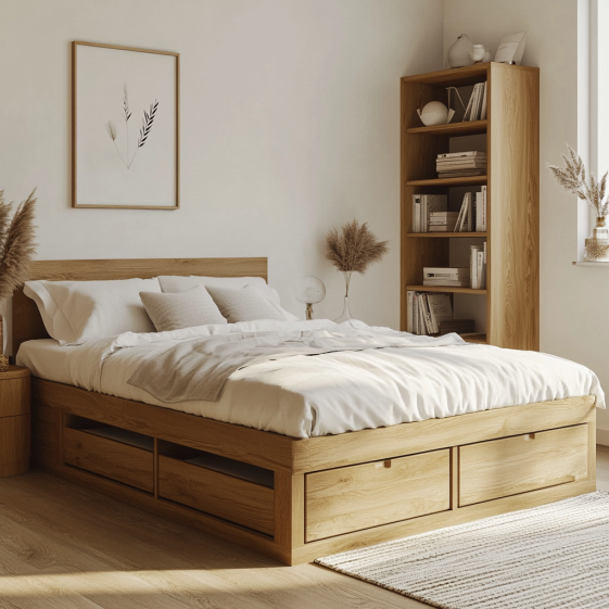 Full bed frame with under-bed storage