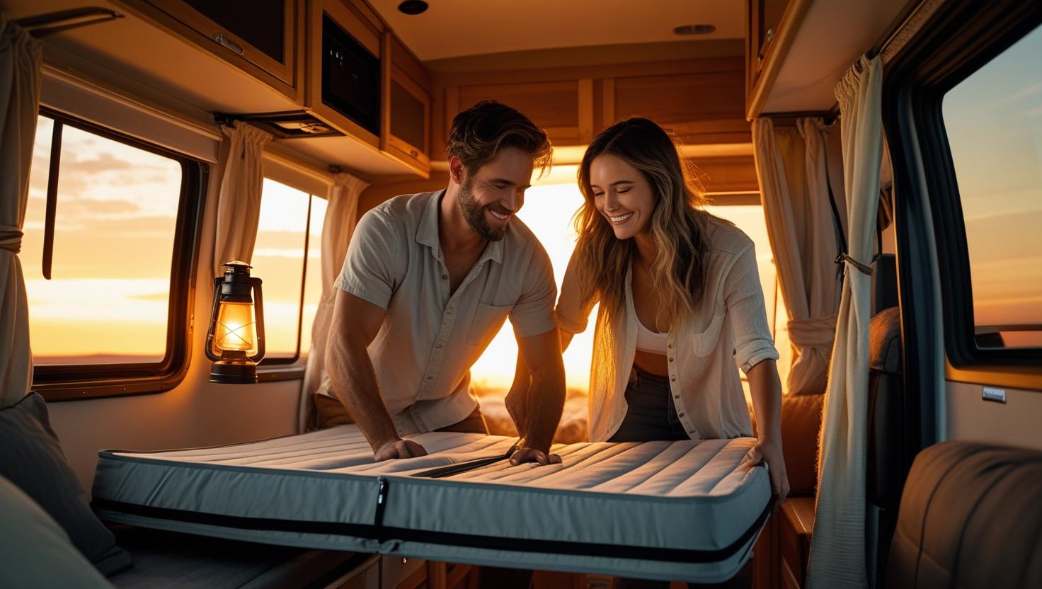 folding bed with mattress unfolded and ready for sleep