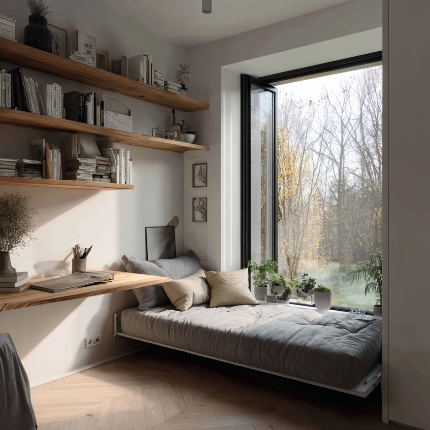 folding cot with mattress in compact living space