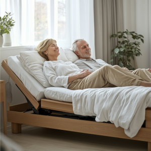 Comfortable Sleep Your Way Adjustable Beds used by elderly couple