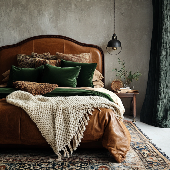 Luxurious leather bedroom set blending with modern interiors