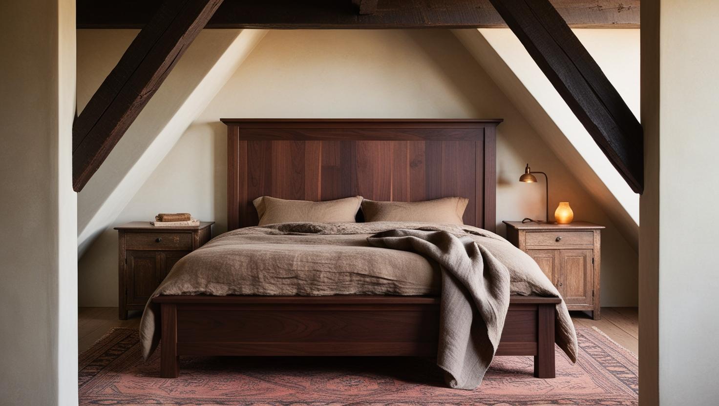 rustic bedroom featuring luxury wooden bed frames