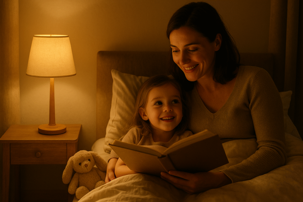 bedtime stories with parent and child