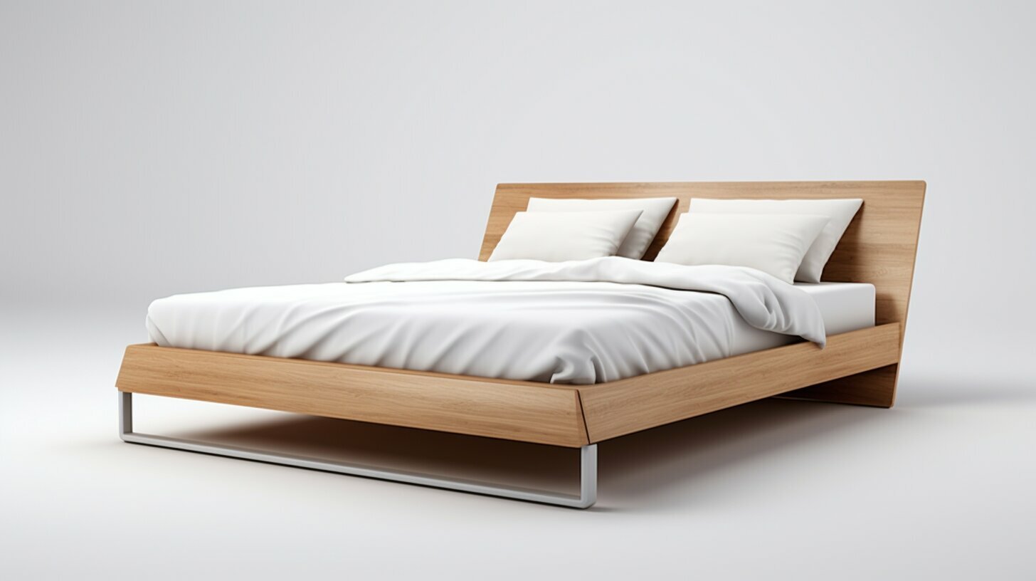 A solid oak frame showcasing rich grain to illustrate bed frame materials in a real bedroom setting.