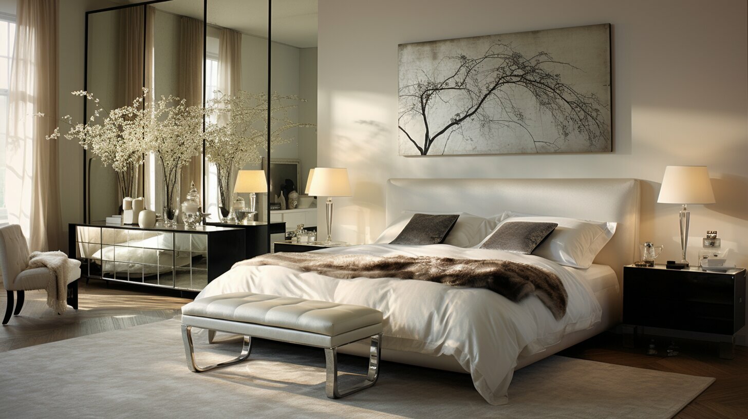 mirrored nightstand with decor for mirror decorating ideas for bedroom