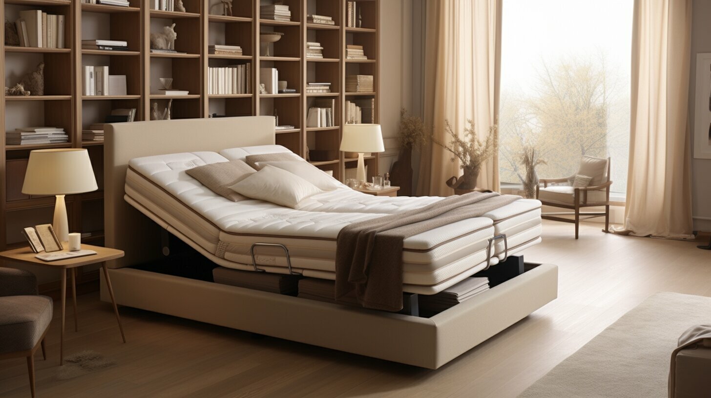 Adjustable beds with zero-gravity position easing back pain