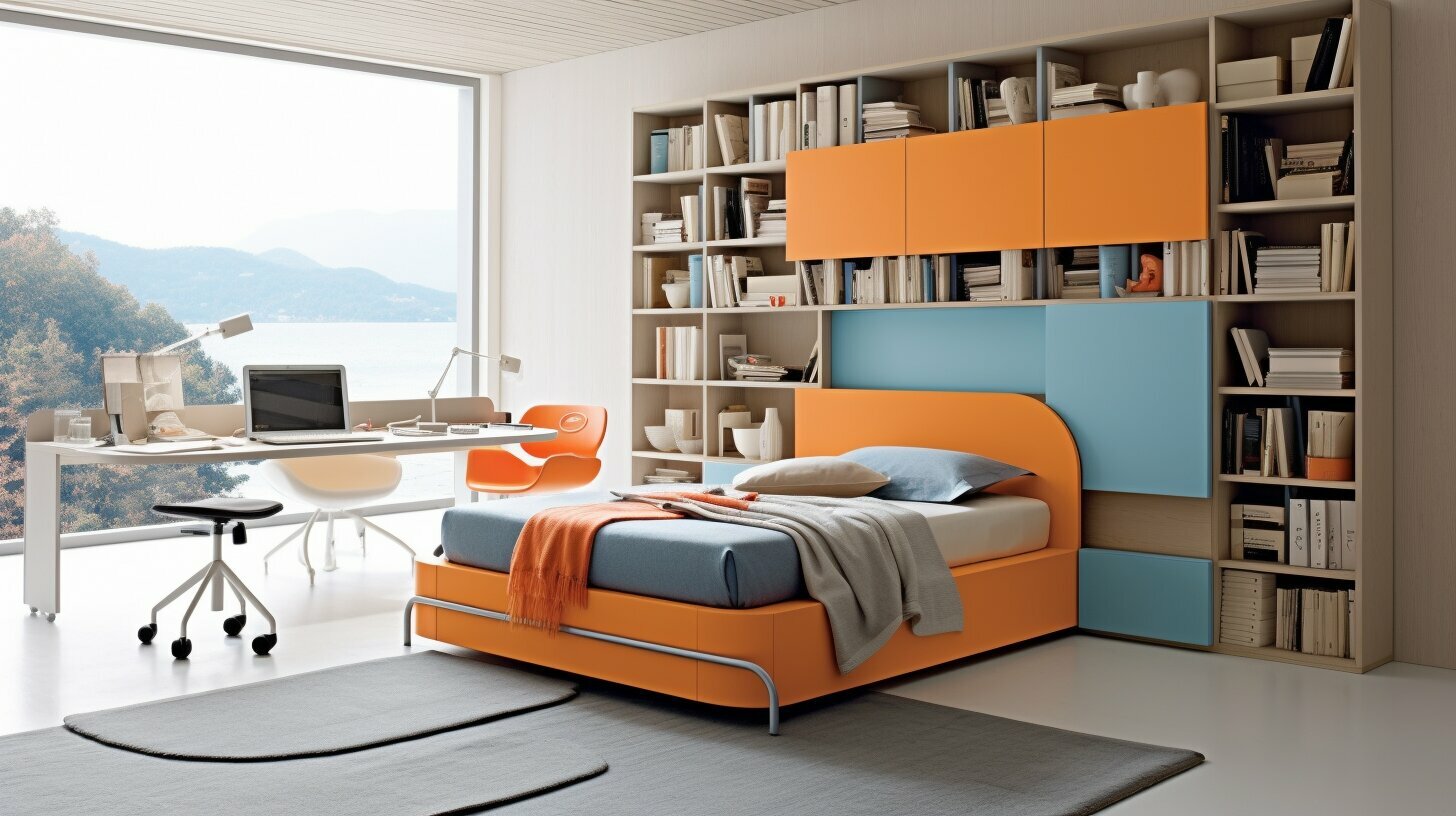 organized bedroom storage drawers in double bed