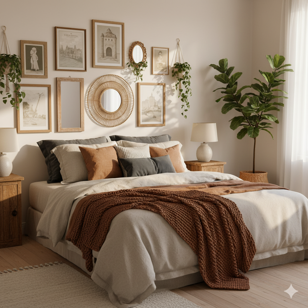 Bedroom Wall Accessories with curated gallery display