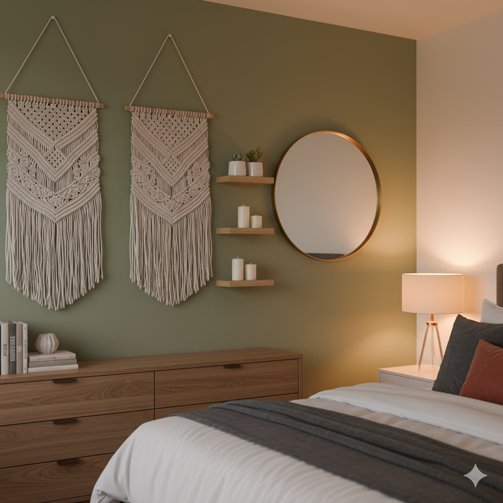 Cozy Bedroom Wall Accessories with ambient wall-mounted lighting and folding bed