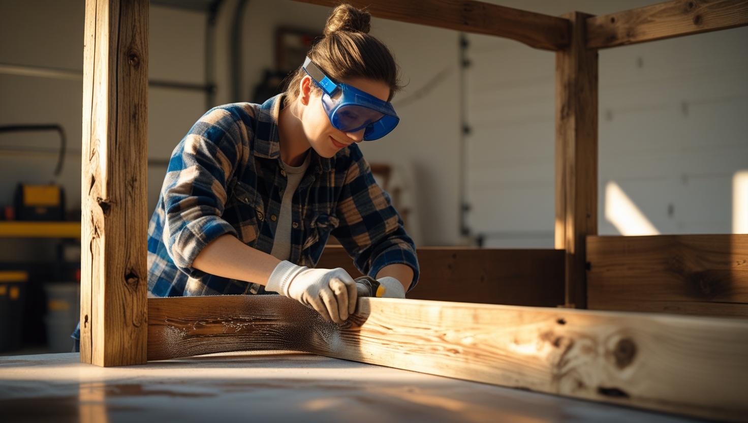 Creative DIY bed frame made of rustic wood