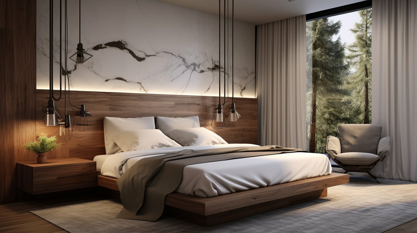 Pendant lights in modern bed designs